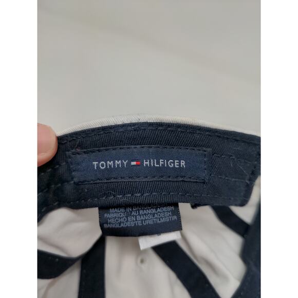 Tommy Hilfiger Slideback Hat White & Blue Embroidered Spell Out Logo One Size - Picture 9 of 10
